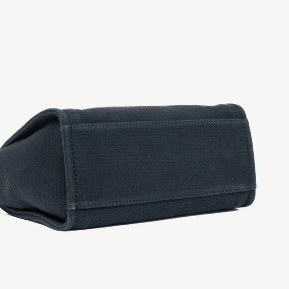 Chanel Small Deauville Black Canvas Logo Shopping Bag - Picture 5 of 16